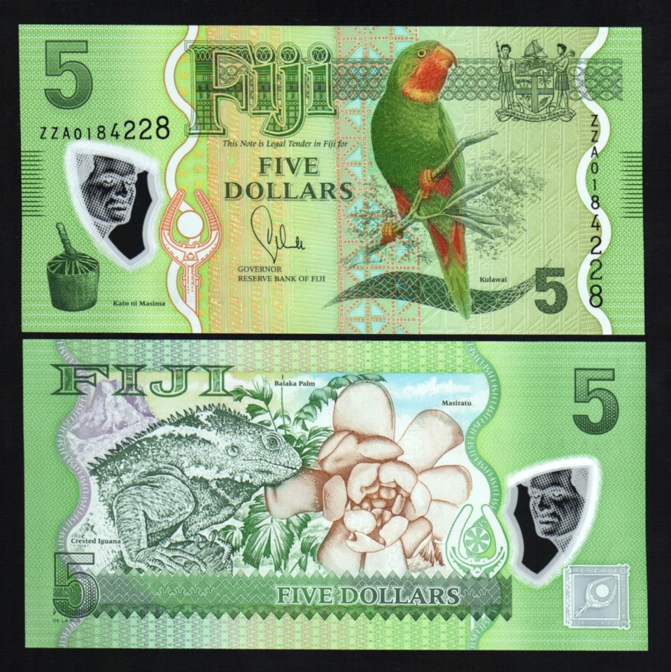 FIJI NEW 2012-2013 ZZA Replacement BIRD IGUANA FLORA FAUNA UNC POLYMER BANK NOTE - Image 1 of 1