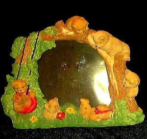 Teddy Bear Cub & Friends Tree Play Swing Home Office Figurine Photo Frame #DX - Picture 1 of 1