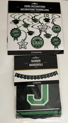 New Green Black White Graduation Decorations Congrats Grad  - Image 1 of 4