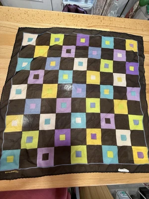 Bufanda de seda vintage Liz Claiborne cuadrados multicolores 21x21 Foto 1 de 4