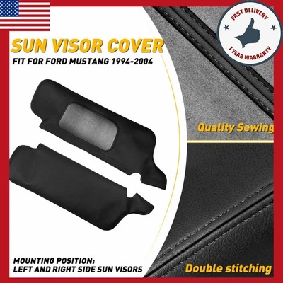 2pcs Black synthetic leather Sun Visor Cover Repair for Ford Mustang 1994-2004 - Imagem 1 de 4