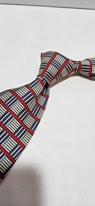 Robert Talbott Studio Parisian Italian Silk Mens Tie White Blue Red - Picture 1 of 8
