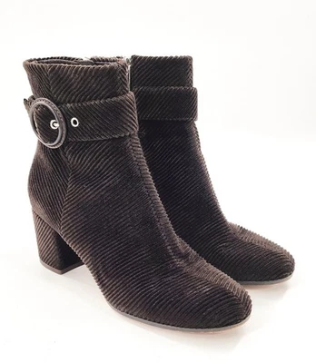 GIANVITO ROSSI $1145 Lucas темно-коричневый вельвет лодыжки ботинок молнии размер 38 7-7,5 - Изображение 1 из 4