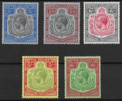Llaveros Nyasaland 1921-33 GV a 10/- Como nuevos (5v) Foto 1 de 2