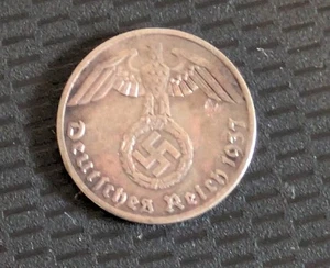 Deutschland Drittes Reich Münze 1 Reichspfennig 1937 D mit Hakenkreuz - Bild 1 von 2