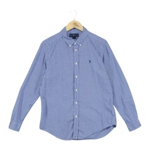 Ralph Lauren Gingham Check Shirt Boys Size XL Blue Button-Down Cotton - Picture 1 of 15