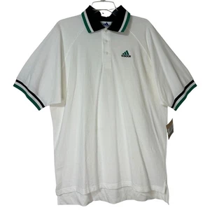 Vintage 90s Adidas Tennis Polo Shirt - White Black & Green - Men's Size XL - Neu mit Etikett - Bild 1 von 7