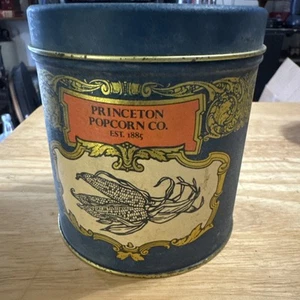 PRINCETON POPCORN CO. EST. 1885 EMPTY VINTAGE TIN CANISTER PRINCETON, INDIANA - Picture 1 of 3