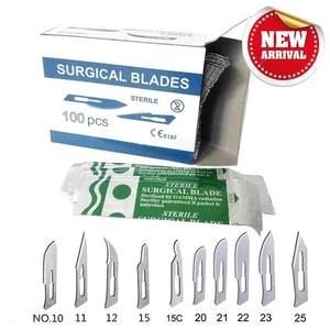 100 Sterile Surgical Blades with FREE Scalpel Knife Handle Medical Dental Tools - Picture 1 of 10