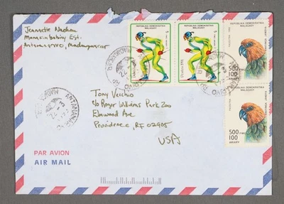 MayfairStamps Madagascar Años 90 a Providence RI Par Esquí Nórdico Correo Aéreo Cala Foto 1 de 2