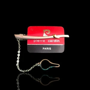 Pierre Cardin Tie Clip Bar With Button Clip Matte Silver & Gold Tone NOS 2.4in - Picture 1 of 5