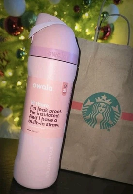 🔥Nuevo Starbucks Owala Limited Rosa Acero Inoxidable 24oz Botella Vacaciones 🎁 2025🔥 Foto 1 de 4