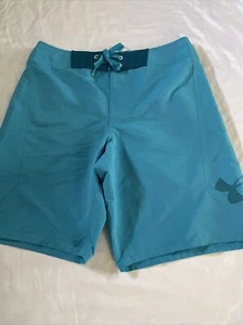 Under Armour Board Shorts Loose Swim Trunks Fit Size 32 Blue Heat Gear UA Euc - Picture 1 of 4