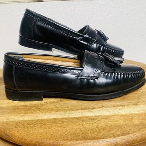 G.H. Bass & Co Weejuns Niles Black Leather Slip Kiltie Tassel Loafer Mens 10.5 D - Picture 1 of 11