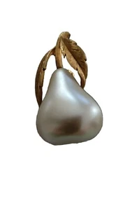 Vintage JJ Faux Pearl Pear Pin Brooch Jewelry - Picture 1 of 1