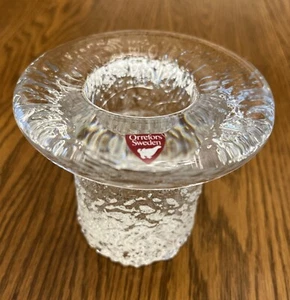 Orrefors Sweden Crystal Clear Glass 3.25”Candle Votive Tea Light Holder w/ Label - Picture 1 of 7