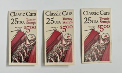 SCOTT #BK164 CLASSIC CARS 25¢ - 3 BOOKLETS = 60 STAMPS FV$15 - 1988 - Image 1 of 3