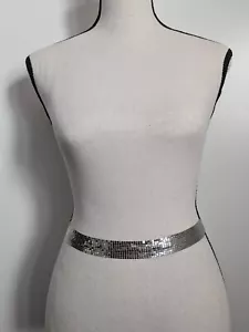 Vintage Korea G&S silberfarben Mesh 21" und Kette 21" verstellbarer Gürtel M/L - Bild 1 von 7