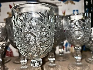 8 SET Libby Glass Co. Vintage Crystal Cut Wine Starburst Glasses Hobster Decor - Picture 1 of 3