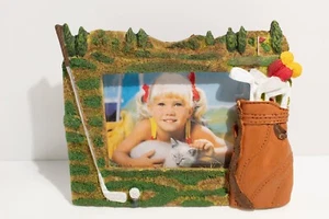Golf Themed Photo Frame Beachcombers Intl. Ceramic Resin Golf Clubs 7in x 6in - Picture 1 of 5