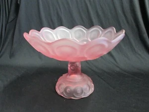 Mond- und Sternenmuster Glas PINK SATIN Fenton LG WRIGHT XL offen Kompott LE Smith - Bild 1 von 9