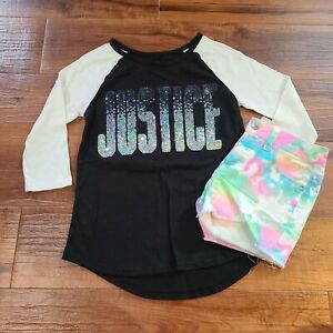Justice Top Short Lot Girls 12 Tie Dye Sequins Baseball Tee