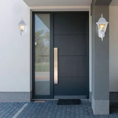 Außenwandleuchte Laterne Haustürlampe weiß Fassadenleuchte Gartenlampe 2er Set - Bild 1 von 4