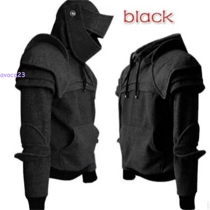 Medieval Vintage Warrior Soldier Knight Mask Armor Knee Sweater Jacket Hoodie - Picture 1 of 14