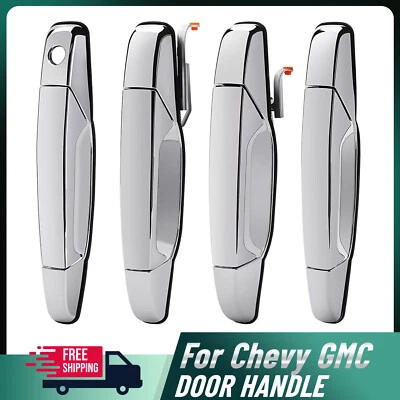 4 хромированные внешние дверные ручки для Chevy Silverado Tahoe GMC Yukon Sierra 2007-2014 годов выпуска - Изображение 1 из 4