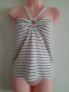 BNWT - PAPAYA - WOMENS WHITE/BLACK STRIPED STRAPPY TOP - SIZE 18 - Picture 1 of 5