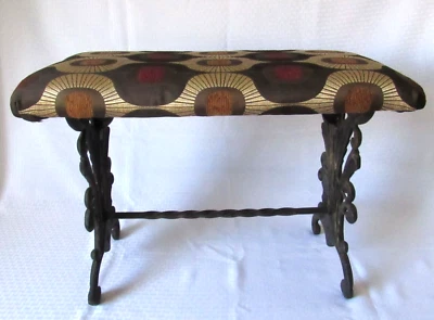 Antique Victorian Cast Iron Vanity /Bench /Stool New Upholstery 24"wide - Image 1 of 4