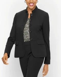 Talbots Black Italian Luxe Knit Stand Collar Button Jacket Blazer Women’s 8 - Picture 1 of 13