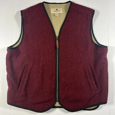 Woolrich Men’s Buffalo Plaid Sherpa Lined Wool Vest Size Large - Image 1 of 4
