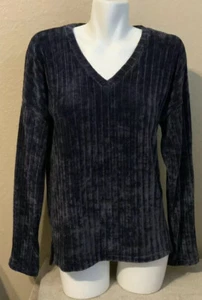 SONJA BERTRA Damen Velour Ripp Pullover Blau Gr. Small NEU - Bild 1 von 8