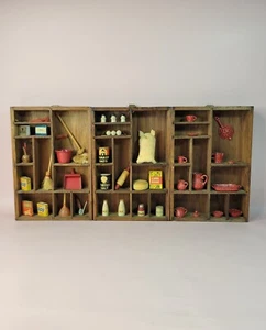 KELLY & HOWARD DOLLHOUSE MINIATURE KITCHEN SHADOW BOXES DIORAMA PLAY SET VTG - Picture 1 of 14