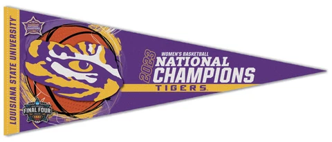 LSU Tigers 2023 NCAA Women's Basketball NATIONAL CHAMPIONS Premium Felt PENNANT Cover