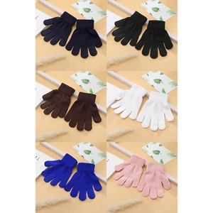 1 Pairs Winter Soild Color Gloves For Kids Boys Girls Stretchy Warm Mittens - Picture 1 of 21
