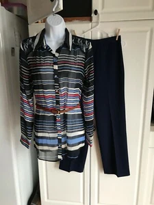 NUEVO Pantalones de mujer Graff cintura elástica talla 26" cintura azul y camisa sin límites - Imagen 1 de 8