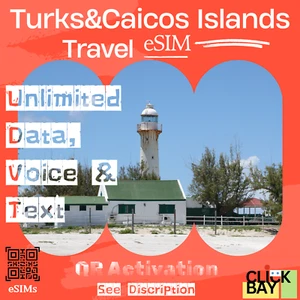 eSIM de voyage Îles Turques et Caïques, données 25 Go + appels et SMS illimités, 30 jours - Photo 1 sur 7