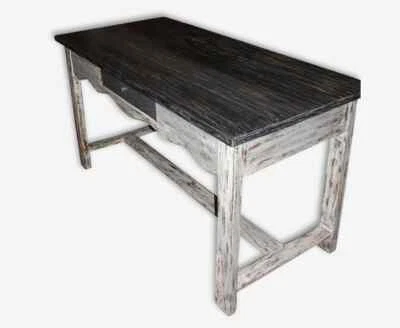 Très joli table d'office en pin de la fin du XIX siècle peinte et patiné - Photo 1/4