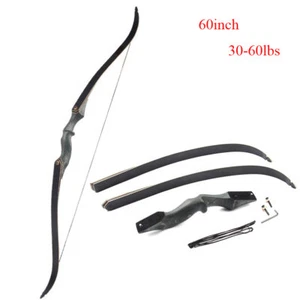 60" Takedown Recurve Bow 25-65lbs Archery Shooting Hunting Bamboo Core Limbs - Picture 1 of 9