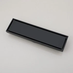 Colador de drenaje de ducha lineal rectangular negro mate de 12 - Imagen 1 de 6