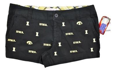 E5 NCAA Campus Classics Womens Iowa Hawkeyes Black Shorts NWT 1, 3, 5, 7, 9, 13 - Image 1 of 2