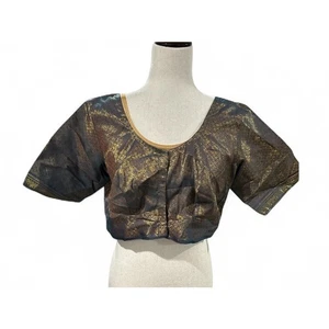 Unbranded Saree Sari Blouses Gold Stitched Stretch and Gold and Teal Brocade - Picture 1 of 5