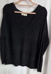 Lucky Brand Women's Black Knit V-Neck Sweater Size Medium  - Picture 1 of 5
