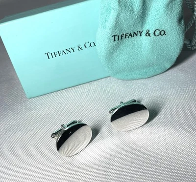 Autentici rari gemelli Tiffany & Co. in argento sterling ovale specchiato SV925 - Immagine 1 di 4