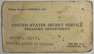 Vintage Business Card US Secret Service Treasury Department 1940s-50s - Picture 1 of 4