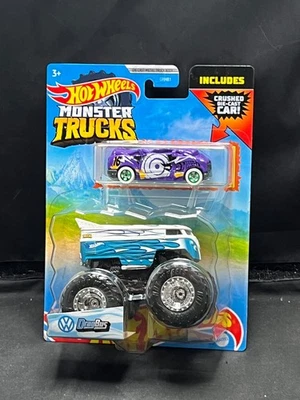 Hot Wheels Monster Trucks VW DRAG BUS PLUS COCHE FUNDIDO A PRESIÓN APLASTADO 1:64 2021 PAQUETE DE 2 Foto 1 de 3