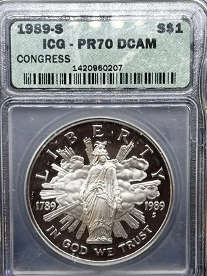 1989-S Congress Commemorative Dollar PR70 DCAM - 25304 - Image 1 of 3