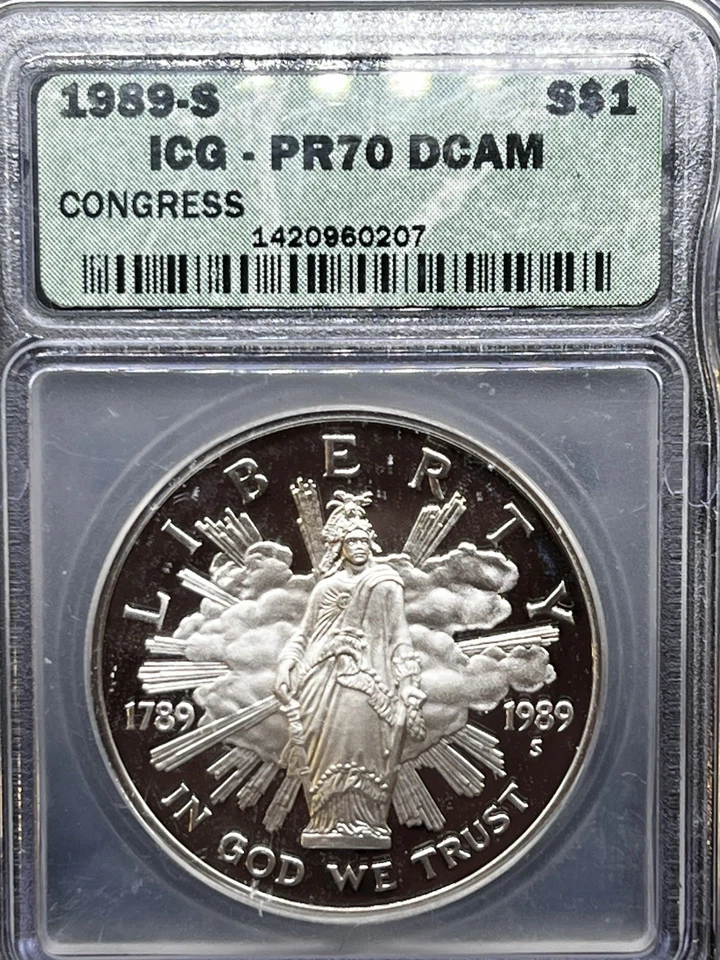 1989-S Congress Commemorative Dollar PR70 DCAM - 25304 - Image 1 of 3